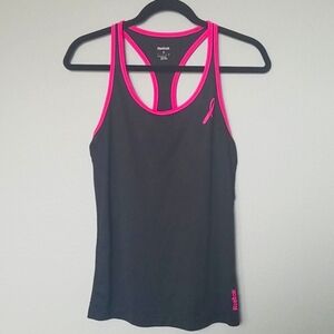 Reebok small breast cancer yoga tank black and pink